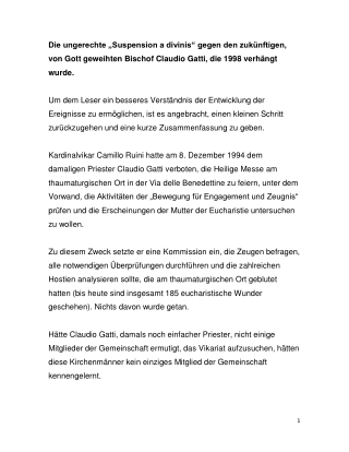 Die ungerechte Suspension a divinis gegen Claudio Gatti