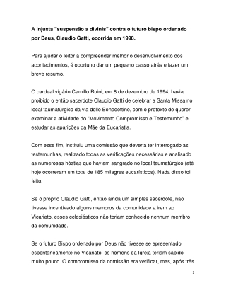 A suspensão a divinis injusta contra Claudio Gatti