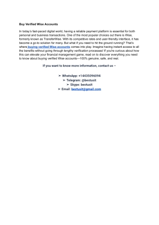 How to buy Verified Wise accounts for personal use