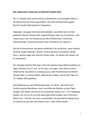 Die ungerechte Laisierung von Bischof Claudio Gatti