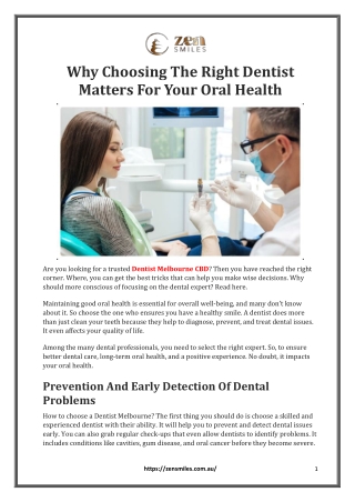 Why Choosing The Right Dentist Matters For Your Oral Health
