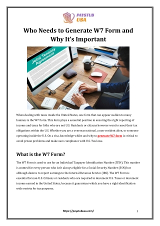 Who Needs to Generate W7 Form and Why It’s Important