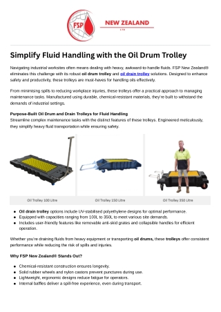 Simplify Fluid Handling with the Oil Drum Trolley