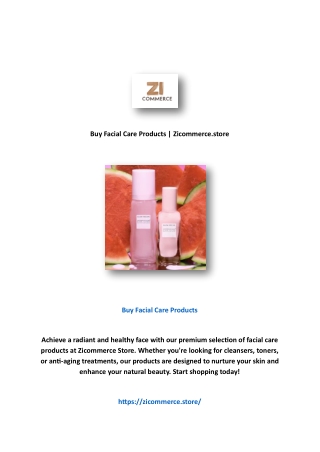 Buy Facial Care Products | Zicommerce.store