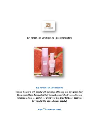 Buy Korean Skin Care Products | Zicommerce.store