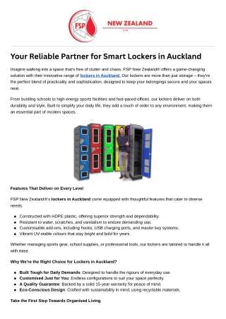 Your Reliable Partner for Smart Lockers in Auckland