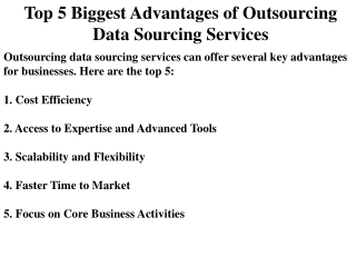Top 5 Biggest Advantages of Outsourcing Data Sourcing Services