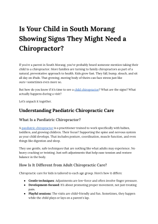 Is Your Child in South Morang Showing Signs They Might Need a Chiropractor