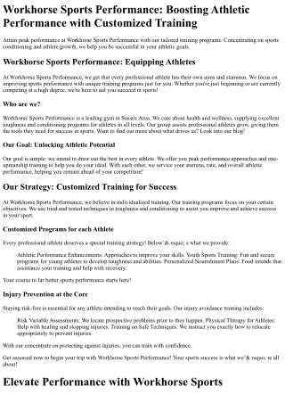 Workhorse Sports Performance