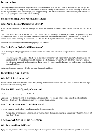 How to Choose Age-Appropriate Classes at a Dance Academy