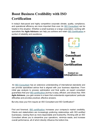 Boost Business Credibility with ISO Certification