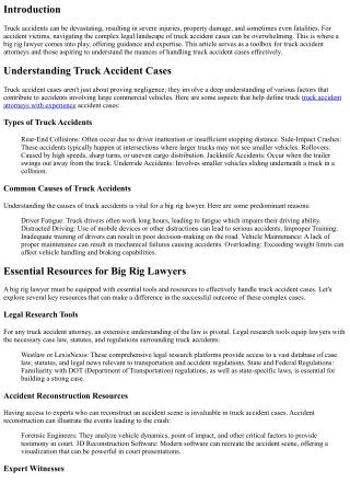 Big Rig Lawyer's Toolbox: Essential Resources for Truck Accident Cases