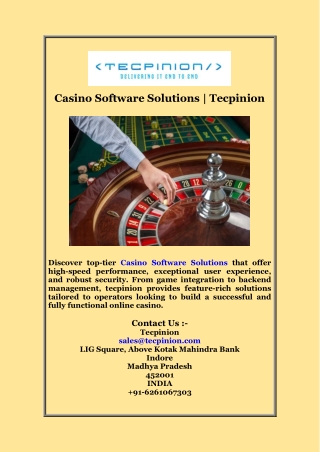 Casino Software Solutions  Tecpinion