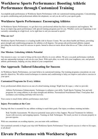 Workhorse Sports Performance