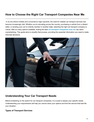 How to Choose the Right Car Transport Companies Near Me