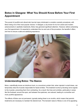 Botox in Glasgow What You Should Know Before Your First Appointment