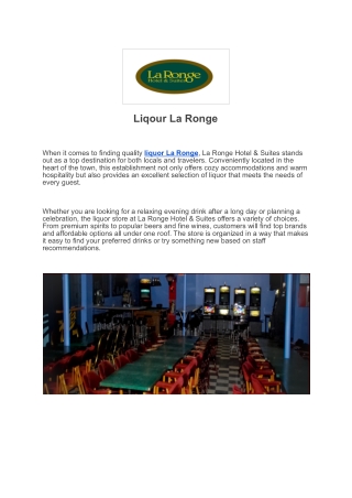 Discover Premium Liquor La Ronge at La Ronge Hotel & Suites