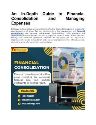 An In-Depth Guide to Financial Consolidation and Managing Expenses