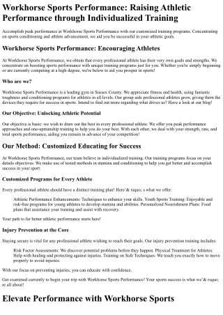 Workhorse Sports Performance