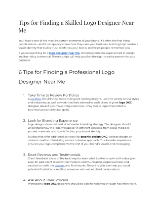 Tips for Finding a Skilled Logo Designer Near Me