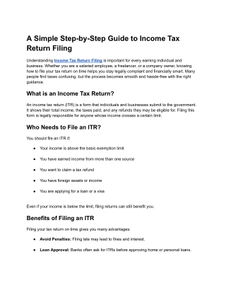 A Simple Step-by-Step Guide to Income Tax Return Filing