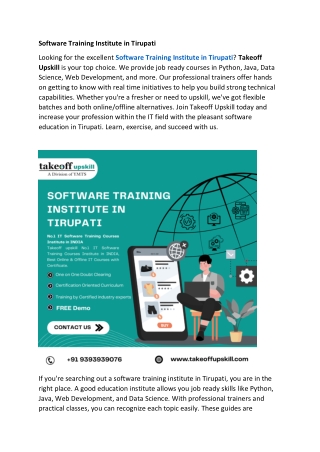Software Training Institute in Tirupati