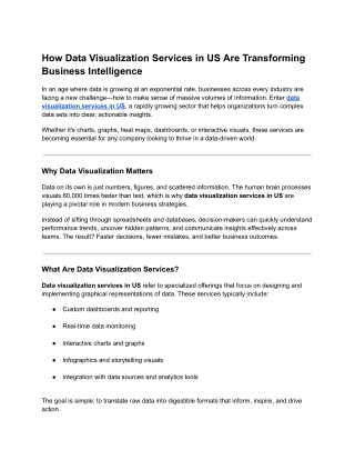How Data Visualization Services in US Are Transforming Business Intelligence