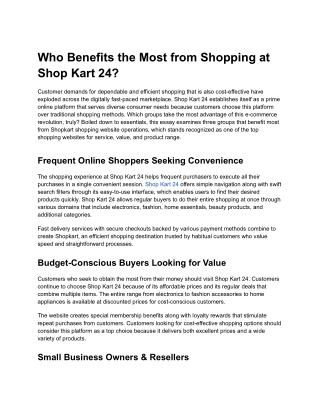 Who Benefits the Most from Shopping at Shop Kart 24