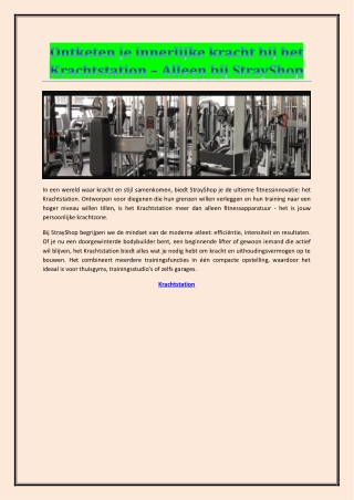 Ontketen je innerlijke kracht bij het Krachtstation – Alleen bij StrayShop