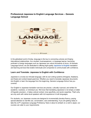 Professional Japanese to English Language Services – Genesis Language School