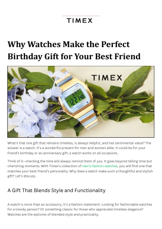 Why Watches Make the Perfect Birthday Gift for Your Best Friend