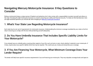 Mercury Motorcycle Insurance