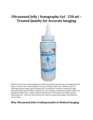 Ultrasound Jelly | Sonography Gel 250 ml – Trusted Quality for Accurate Imaging