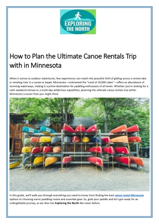 How to Plan the Ultimate Canoe Rentals Trip with in Minnesota