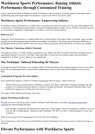 Workhorse Sports Performance