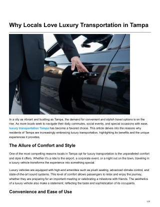 Why Locals Love Luxury Transportation in Tampa