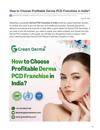 How to Choose Profitable Derma PCD Franchise in India?
