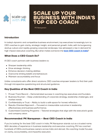 Scale Up Your Business with India’s Top CEO Coach