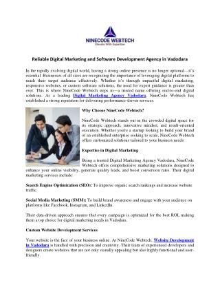 Reliable Digital Marketing and Software Development Agency in Vadodara
