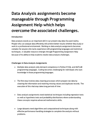 Data Analysis assignments