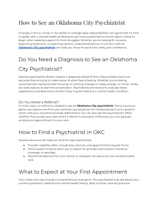 How to See an Oklahoma City Psychiatrist
