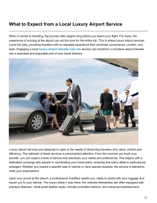 What to Expect from a Local Luxury Airport Service