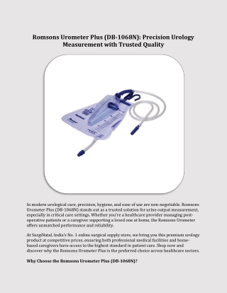 Romsons Urometer Plus: Precision Urology Measurement with Trusted Quality