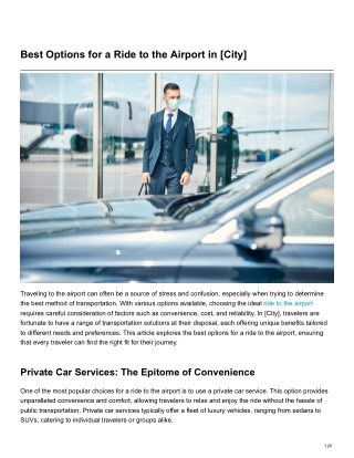 Best Options for a Ride to the Airport in [City]