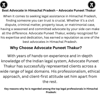 Best Advocate in Himachal Pradesh – Advocate Puneet Thakur