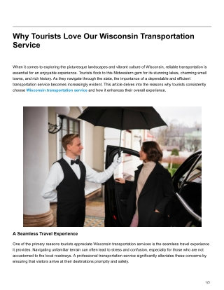 Why Tourists Love Our Wisconsin Transportation Service