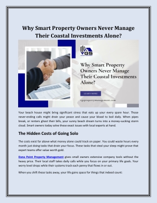 Why Smart Property Owners Never Manage Their Coastal Investments Alone?