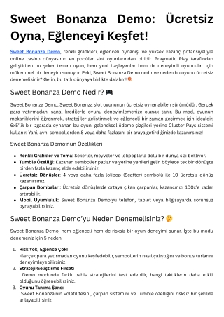 Sweet Bonanza Demo Ücretsiz Oyna, Eğlenceyi Keşfet!