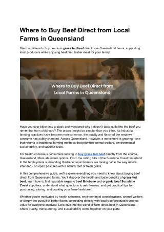 Where to Buy Beef Direct from Local Farms in Queensland