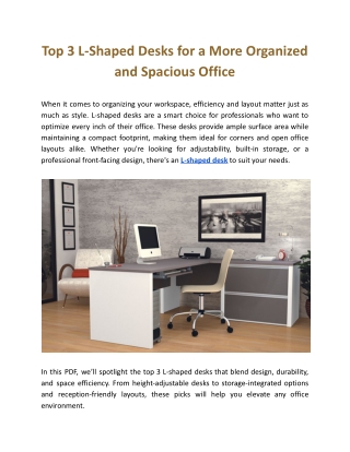 Top 3 L-Shaped Desks for a More Organized and Spacious Office
